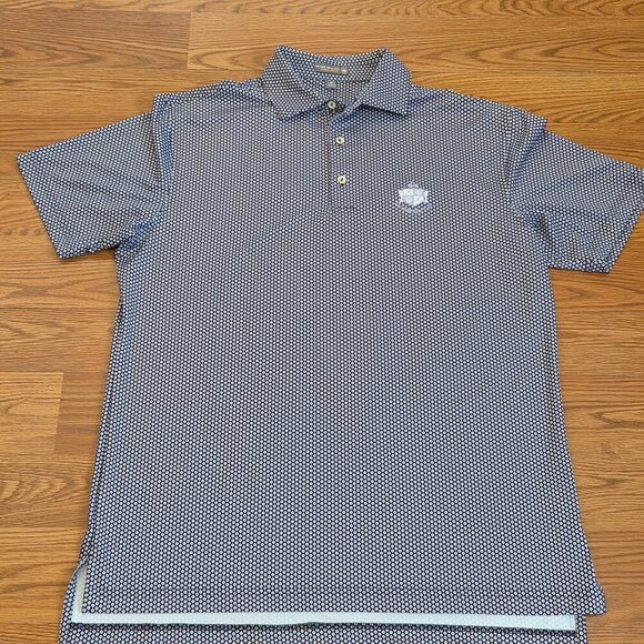 Peter Millar Polo Shirt Mens Medium Purple Diamond AOP Summer Comfort Lake Golf - Picture 1 of 14